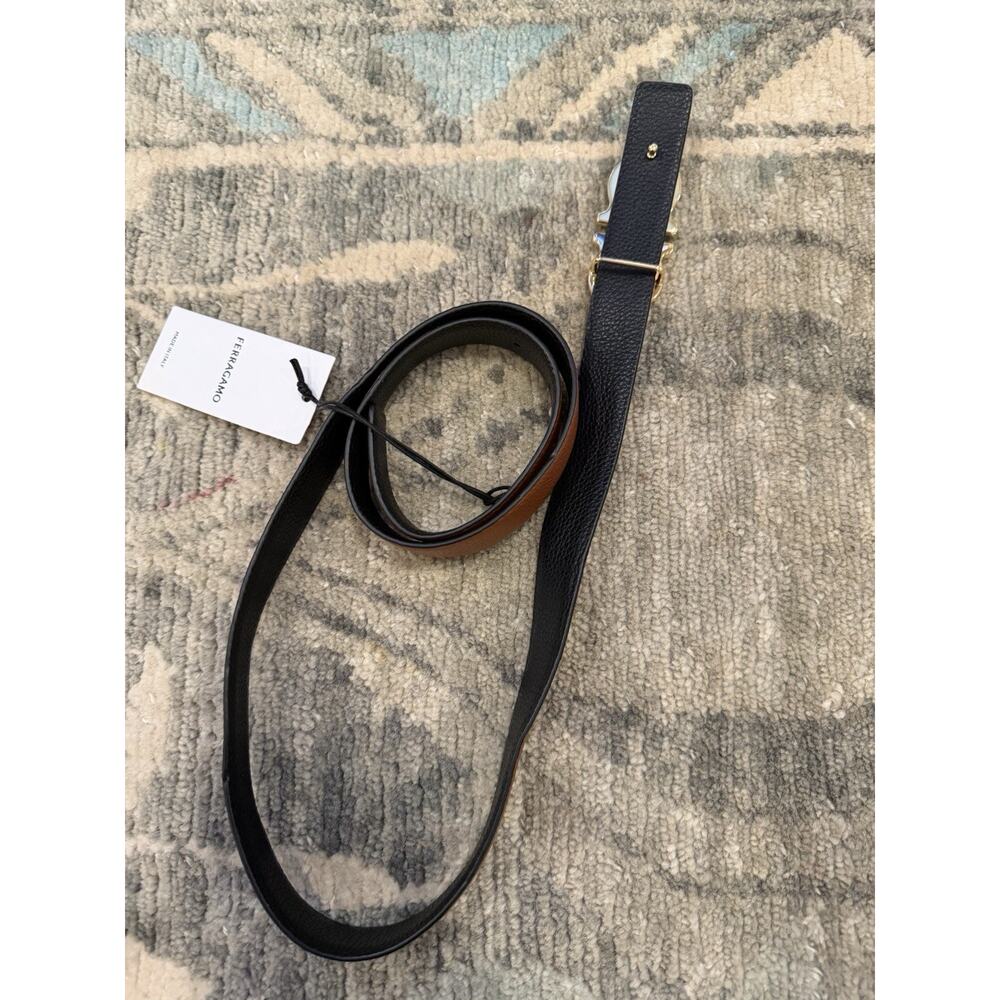 Ferragamo Reversible Gancini belt Cognac/black Gold Buckle Womens Sz 100 $489 - Picture 13 of 13